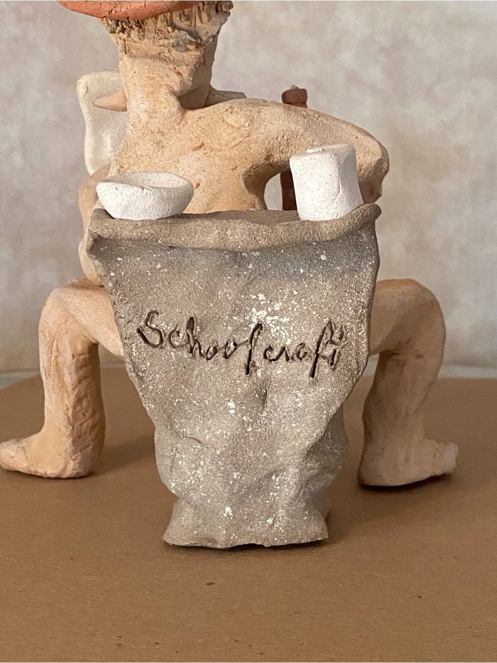 Handcrafted Ceramic Cowboy Sculpture by Tom Schoolcraft Vintage Folk Art - Picture 6 of 8